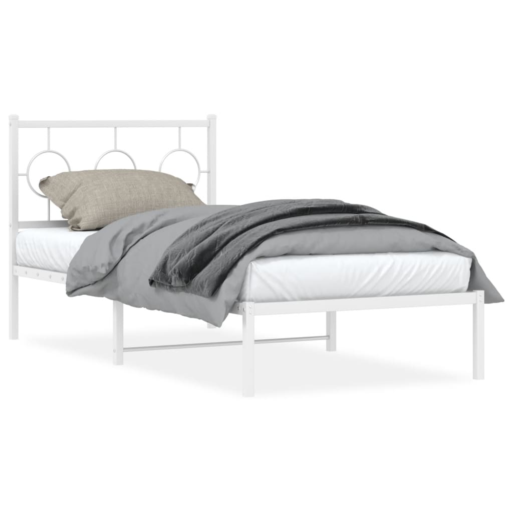 Giroletto con Testiera Metallo Bianco 90x190 cm | homemem39