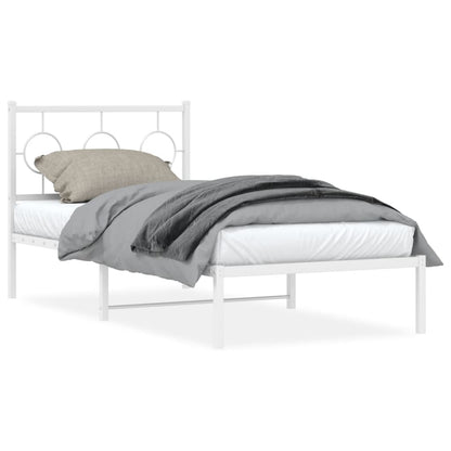 Giroletto con Testiera Metallo Bianco 90x190 cm | homemem39