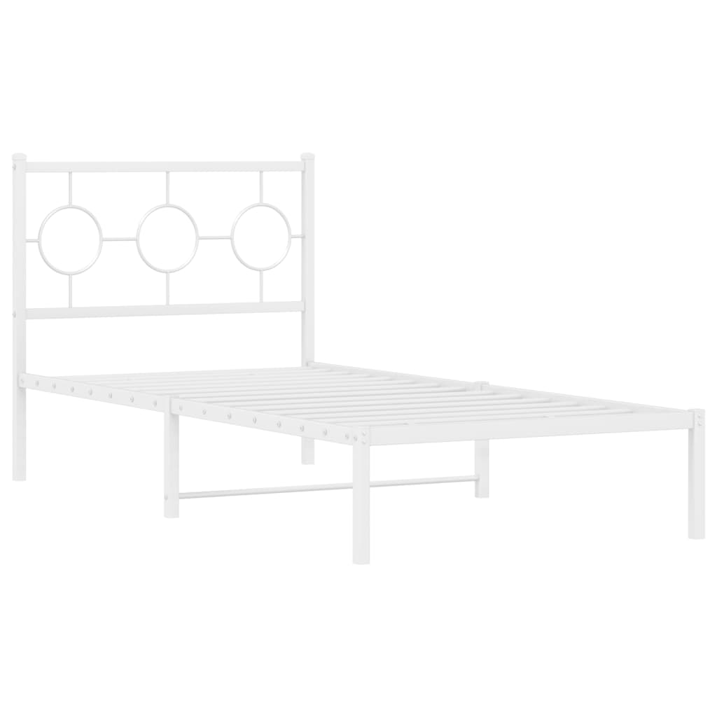 Giroletto con Testiera Metallo Bianco 90x190 cm