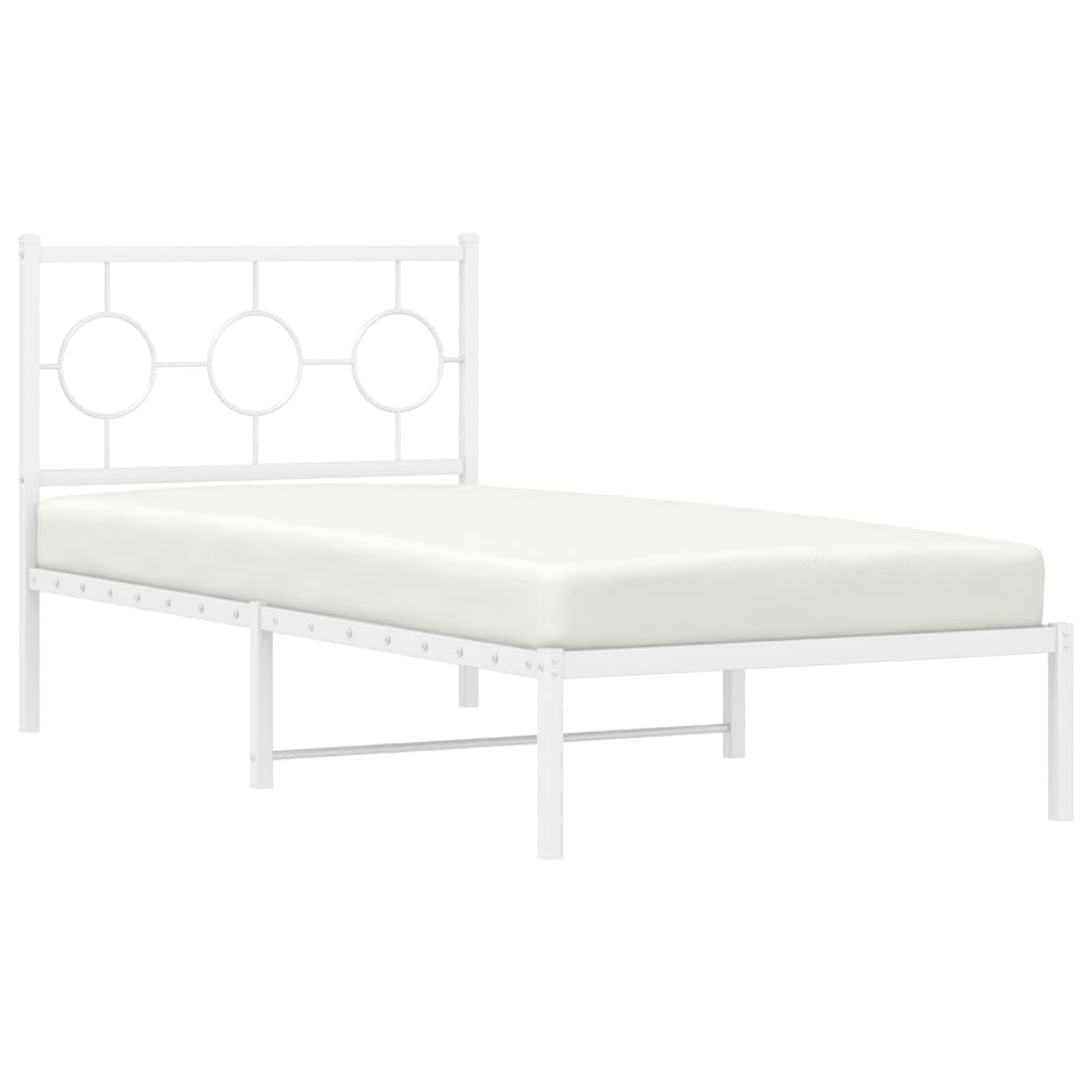 Giroletto con Testiera Metallo Bianco 90x200 cm