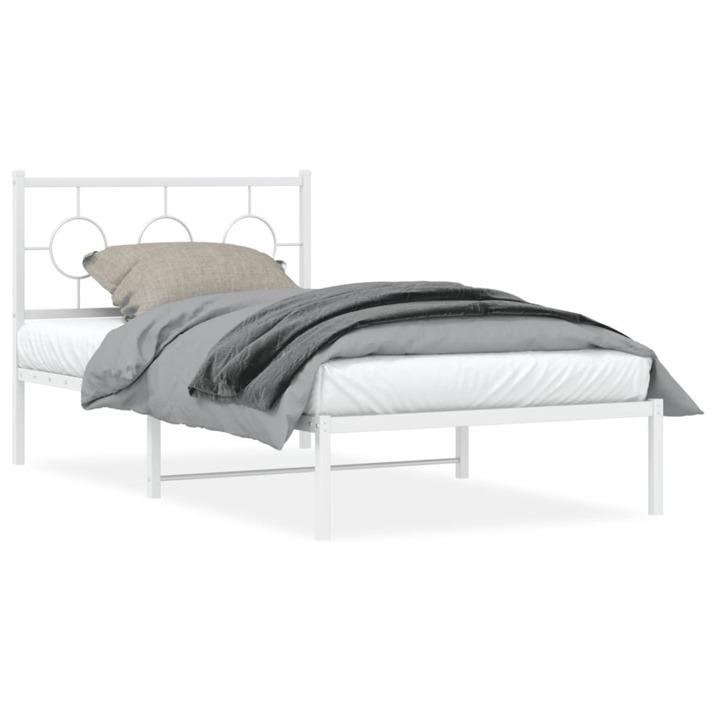 Giroletto con Testiera Metallo Bianco 100x200 cm | homemem39