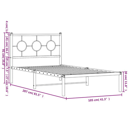 Giroletto con Testiera Metallo Bianco 100x200 cm | homemem39