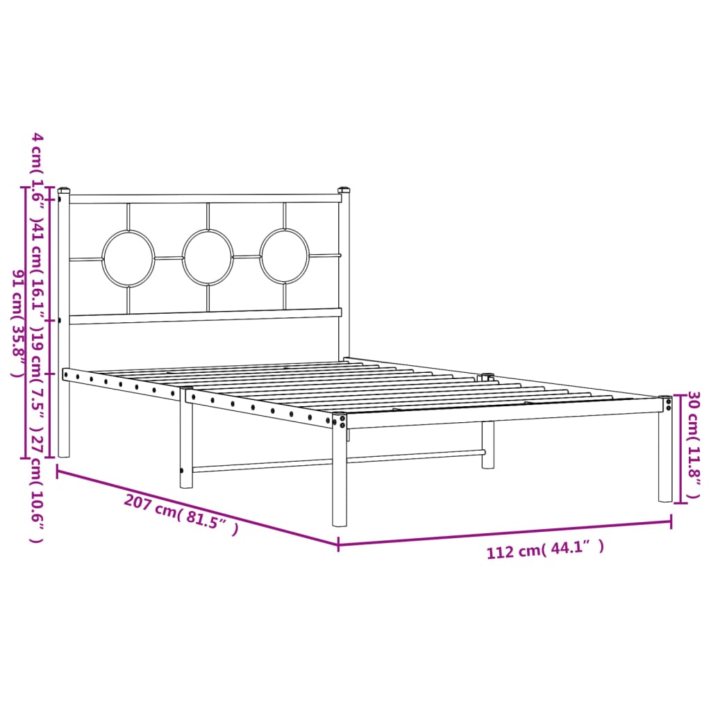 Giroletto con Testiera Metallo Bianco 107x203 cm | homemem39