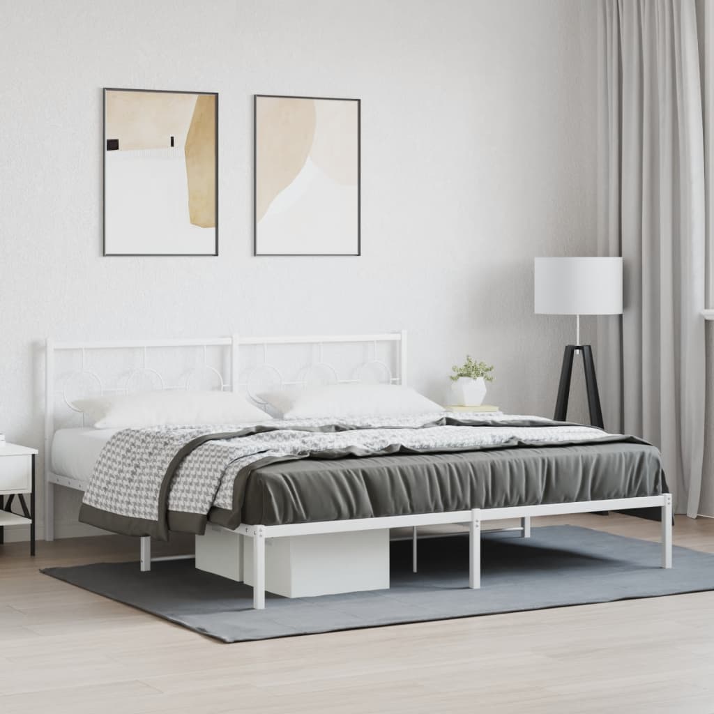 Giroletto con Testiera Metallo Bianco 183x213 cm | homemem39