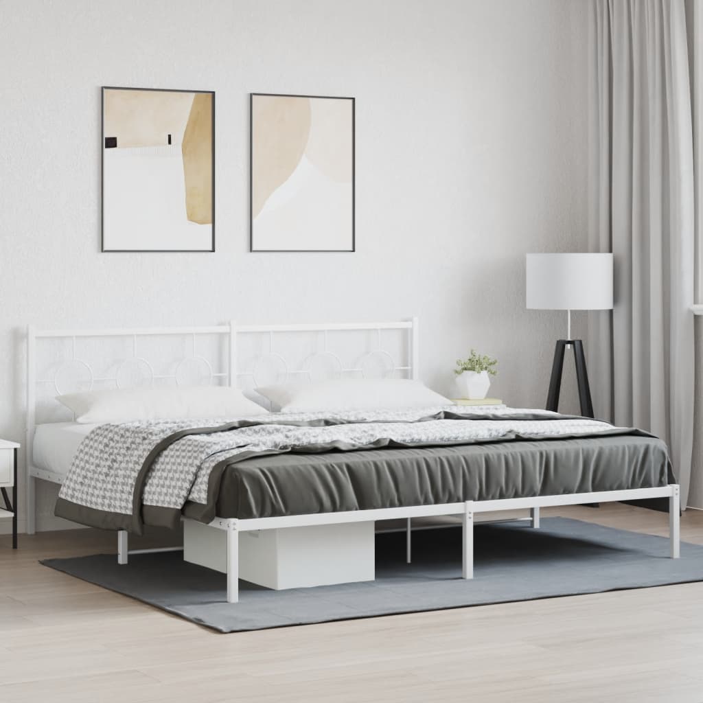 Giroletto con Testiera Metallo Bianco 193x203 cm | homemem39