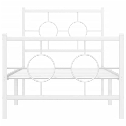 Giroletto con Testiera e Pediera Metallo Bianco 75x190 cm - homemem39