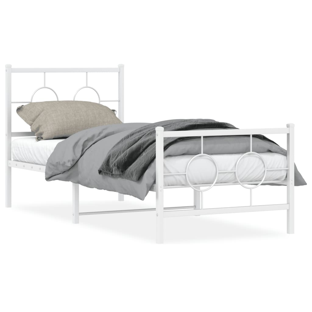 Giroletto con Testiera e Pediera Metallo Bianco 80x200 cm | homemem39