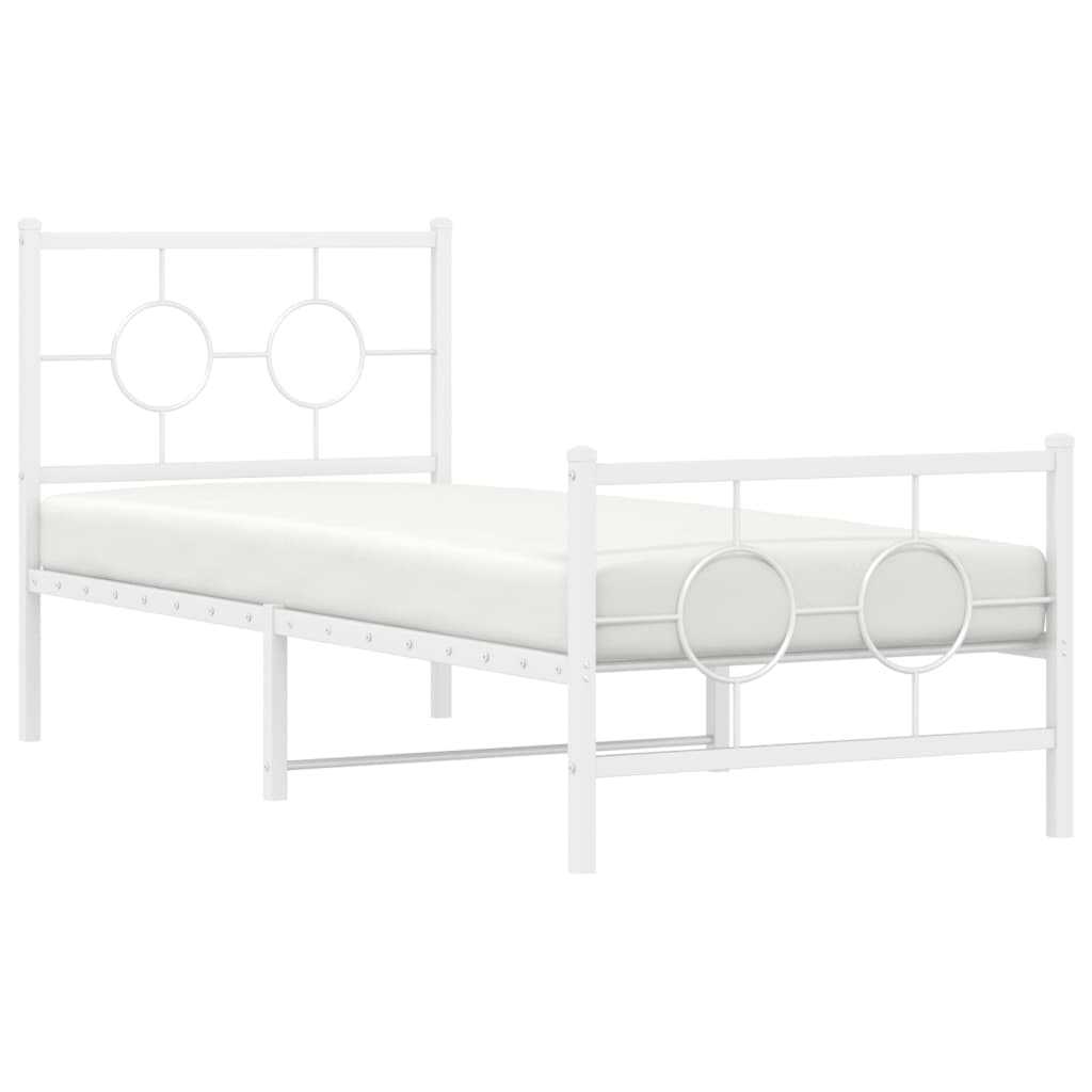 Giroletto con Testiera e Pediera Metallo Bianco 80x200 cm