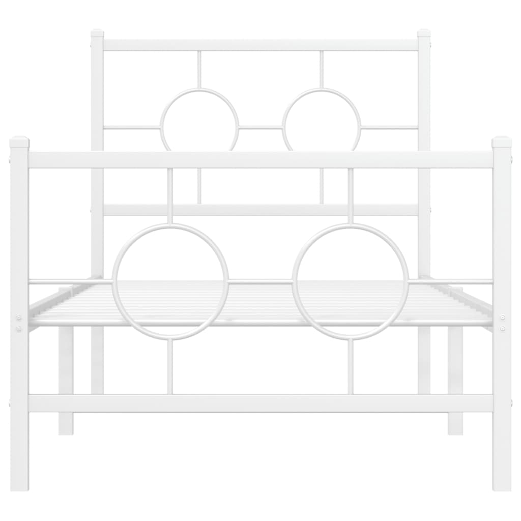 Giroletto con Testiera e Pediera Metallo Bianco 80x200 cm | homemem39