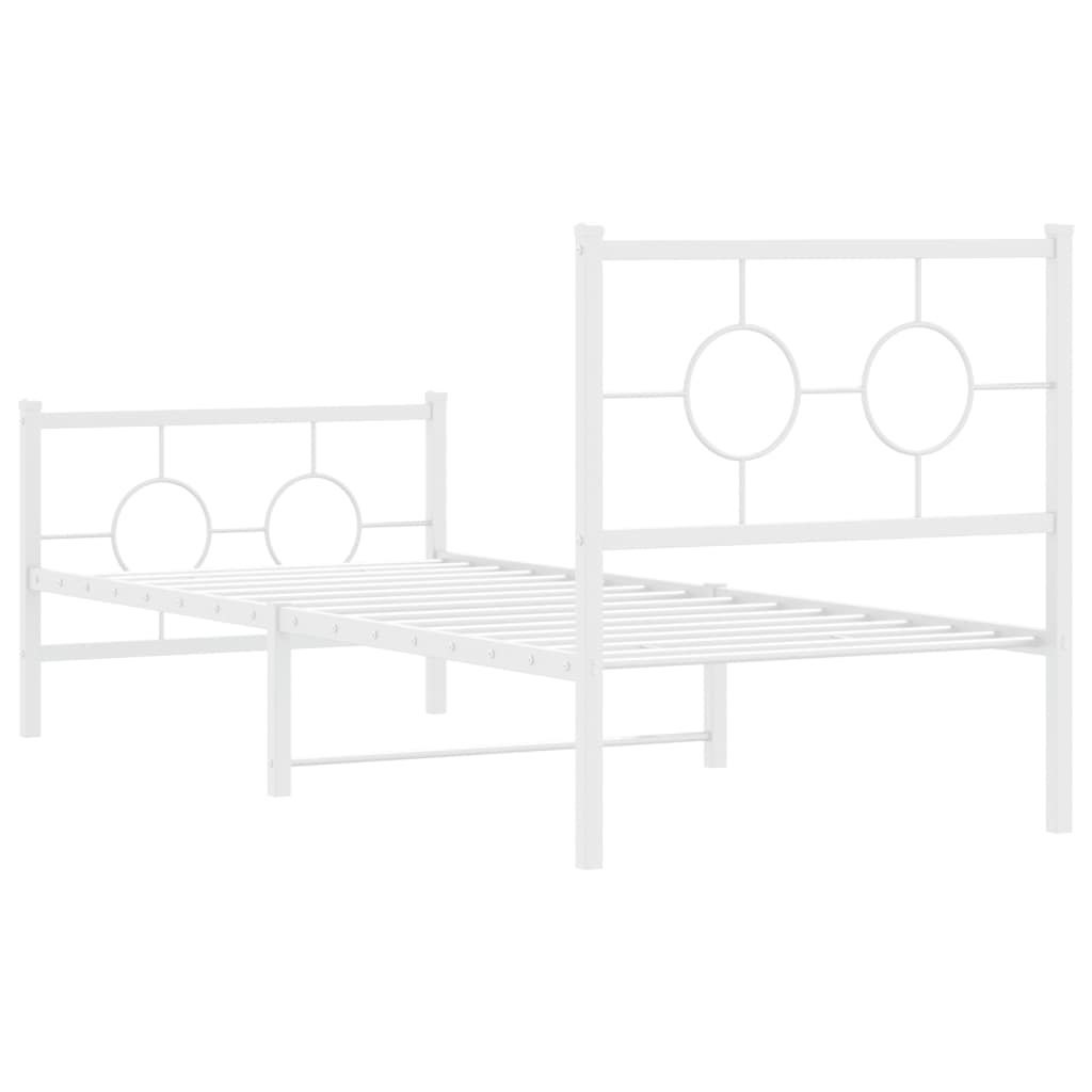 Giroletto con Testiera e Pediera Metallo Bianco 80x200 cm | homemem39