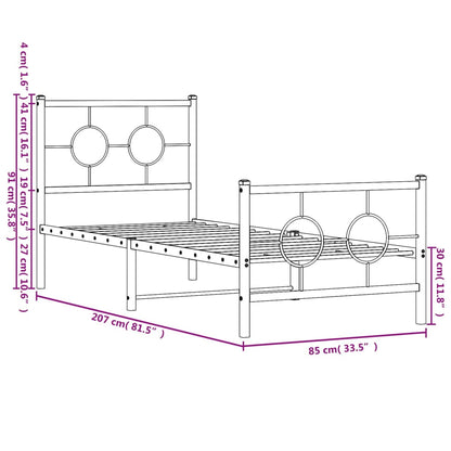 Giroletto con Testiera e Pediera Metallo Bianco 80x200 cm | homemem39