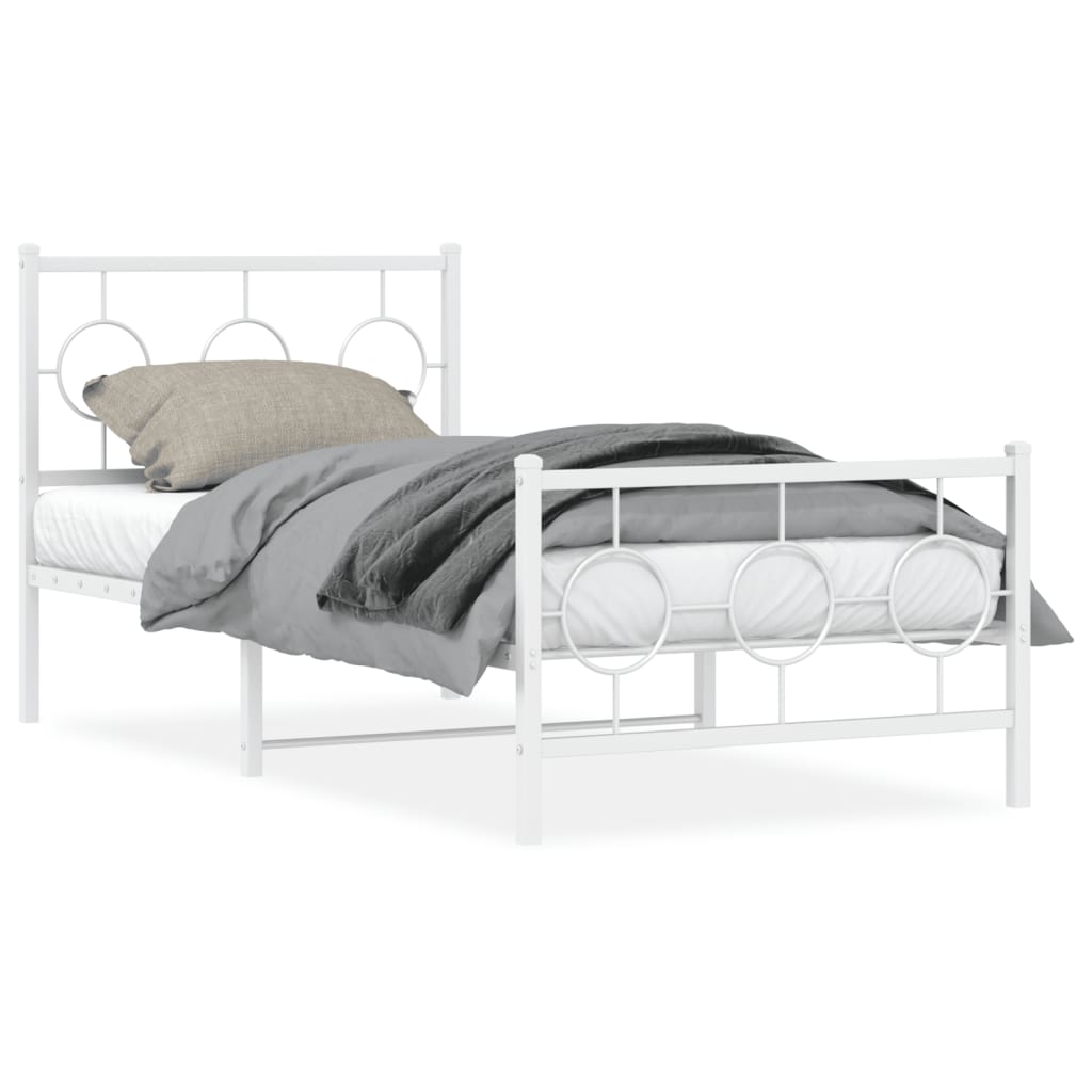 Giroletto con Testiera e Pediera Metallo Bianco 90x190 cm | homemem39
