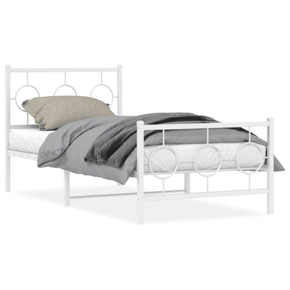Giroletto con Testiera e Pediera Metallo Bianco 90x190 cm | homemem39