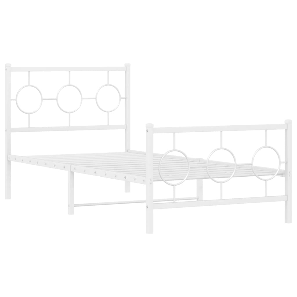 Giroletto con Testiera e Pediera Metallo Bianco 90x190 cm | homemem39