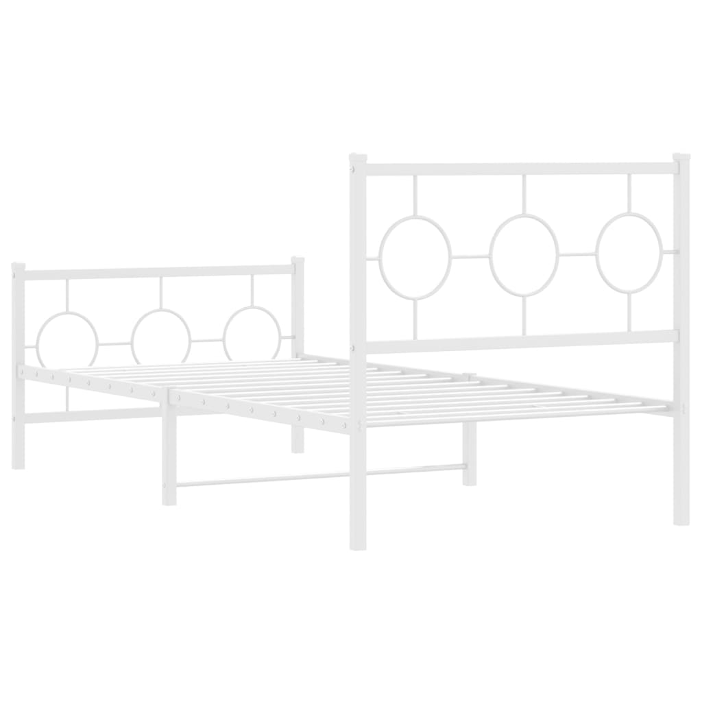 Giroletto con Testiera e Pediera Metallo Bianco 90x190 cm | homemem39