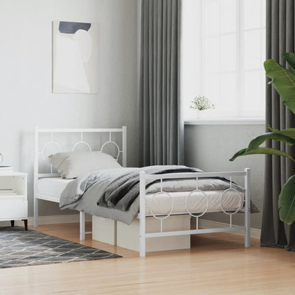 Giroletto con Testiera e Pediera Metallo Bianco 90x190 cm | homemem39