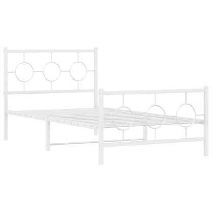 Giroletto con Testiera e Pediera Metallo Bianco 100x190 cm | homemem39