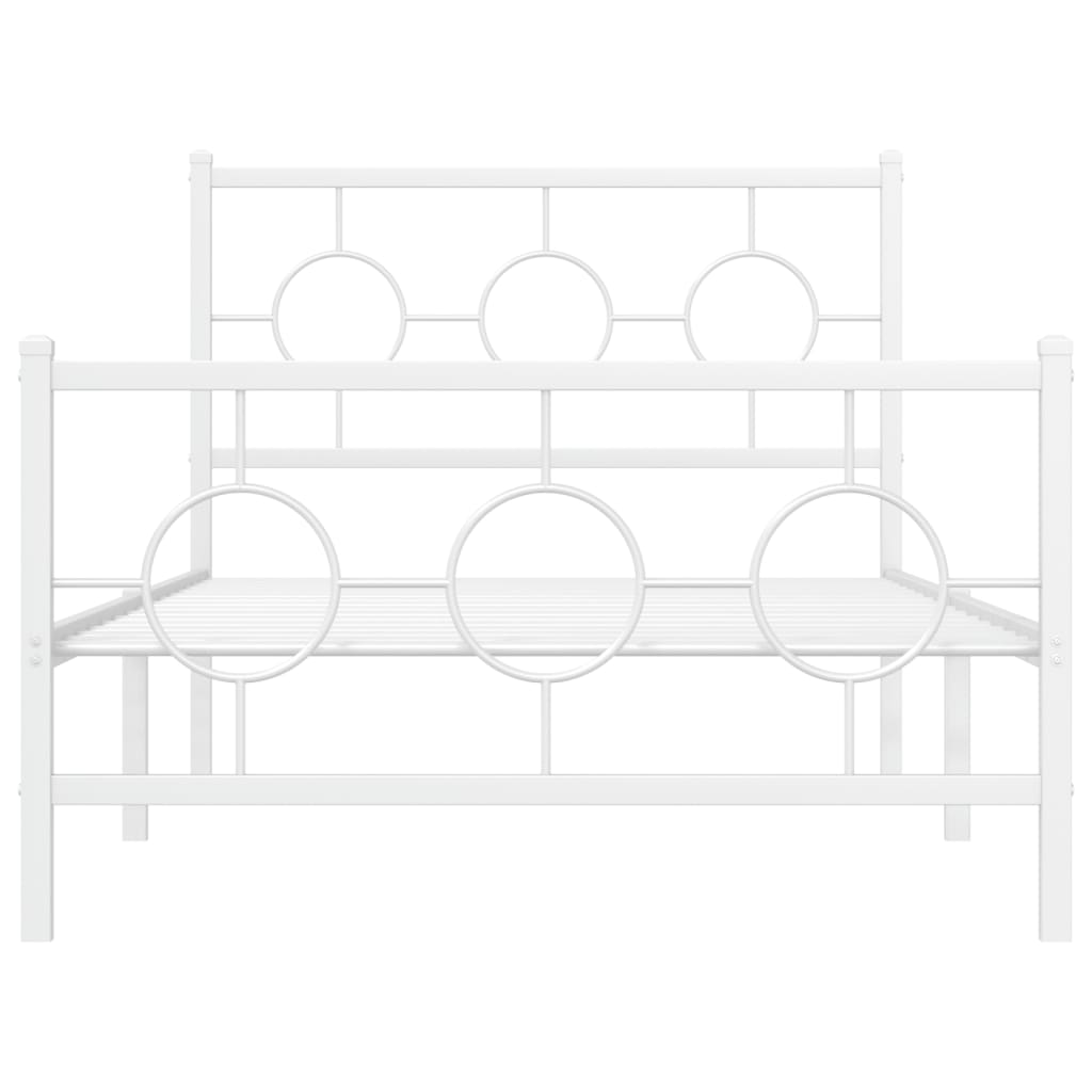 Giroletto con Testiera e Pediera Metallo Bianco 100x190 cm | homemem39