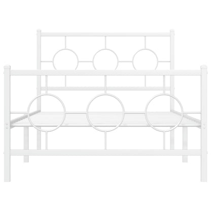 Giroletto con Testiera e Pediera Metallo Bianco 100x190 cm | homemem39