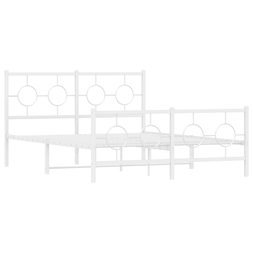 Giroletto con Testiera e Pediera Metallo Bianco 135x190 cm | homemem39