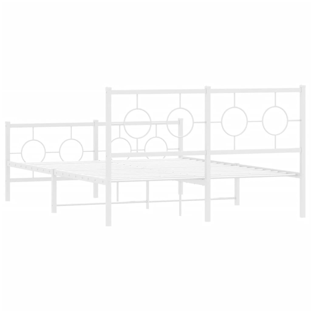 Giroletto con Testiera e Pediera Metallo Bianco 135x190 cm | homemem39
