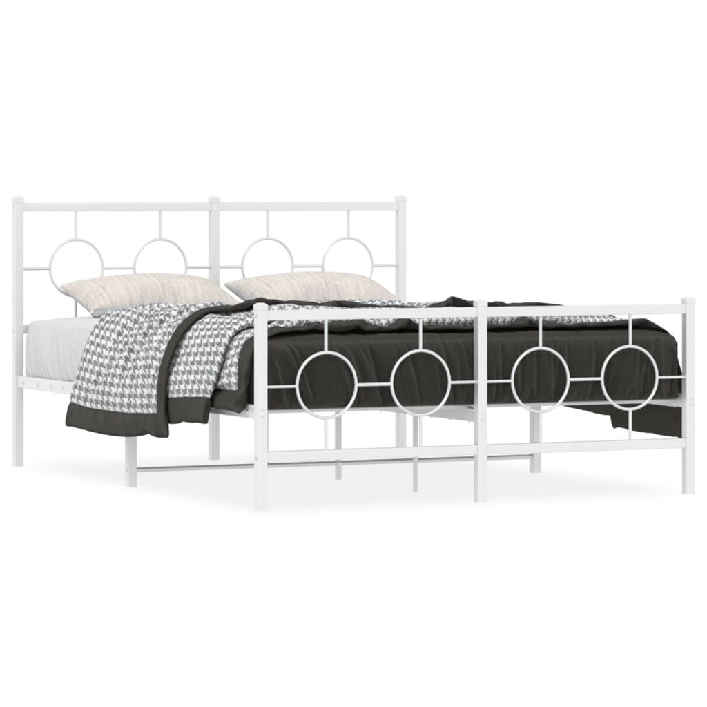 Giroletto con Testiera e Pediera Metallo Bianco 140x190 cm | homemem39