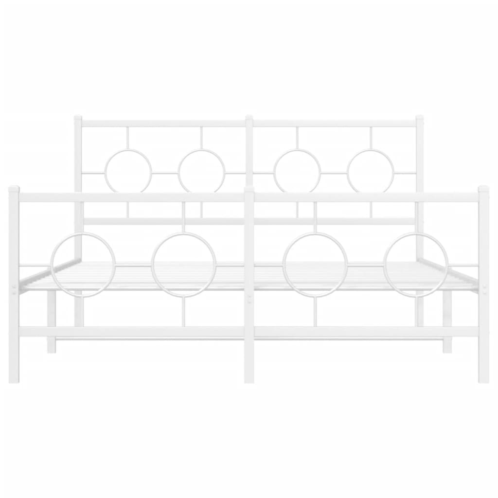 Giroletto con Testiera e Pediera Metallo Bianco 140x190 cm | homemem39