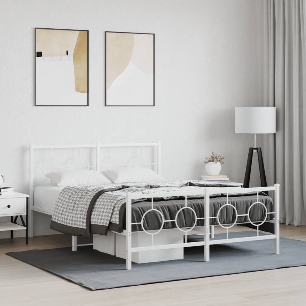 Giroletto con Testiera e Pediera Metallo Bianco 140x190 cm | homemem39