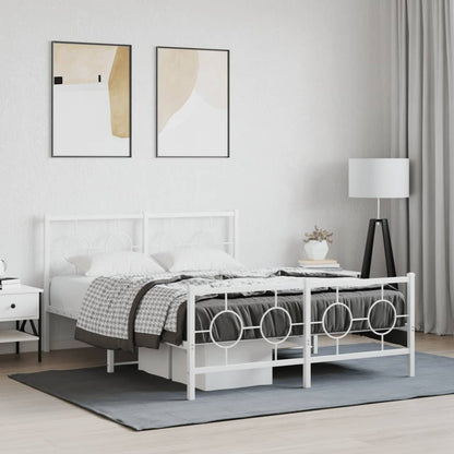 Giroletto con Testiera e Pediera Metallo Bianco 140x190 cm | homemem39