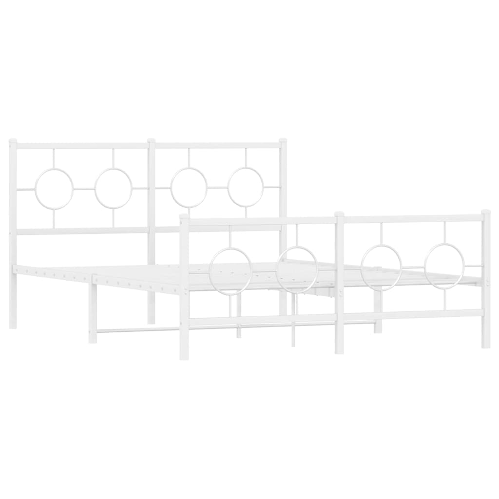 Giroletto con Testiera e Pediera Metallo Bianco 140x200 cm | homemem39