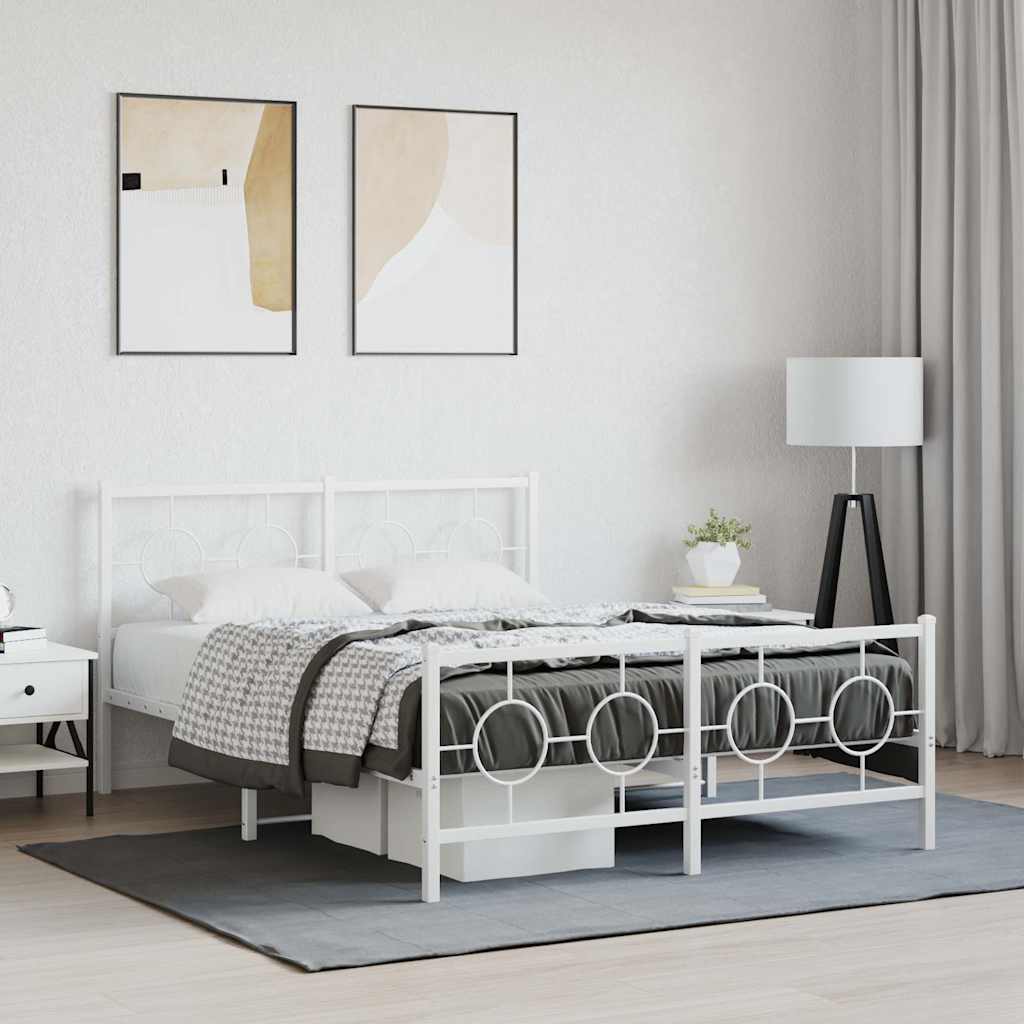 Giroletto con Testiera e Pediera Metallo Bianco 140x200 cm | homemem39