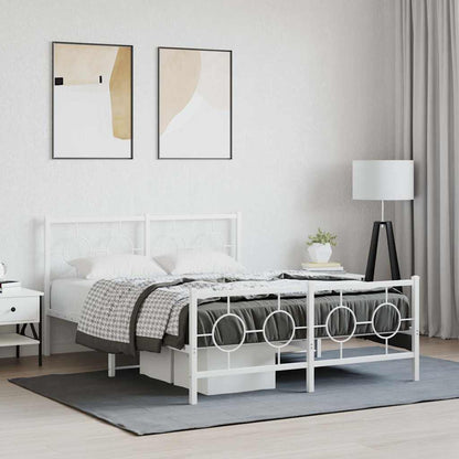Giroletto con Testiera e Pediera Metallo Bianco 140x200 cm | homemem39
