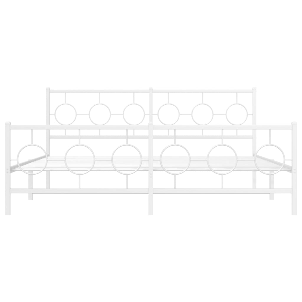 Giroletto con Testiera e Pediera Metallo Bianco 180x200 cm