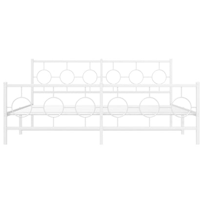 Giroletto con Testiera e Pediera Metallo Bianco 180x200 cm