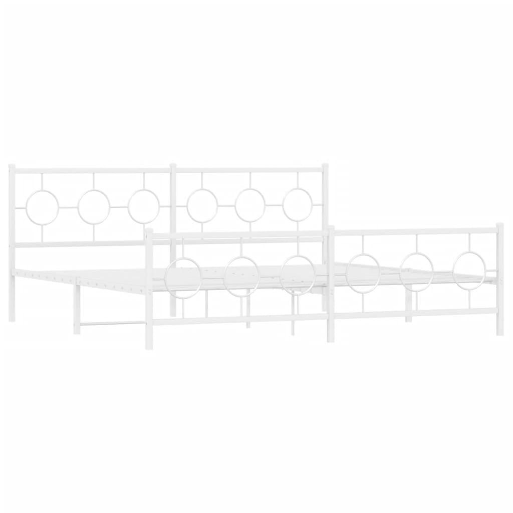 Giroletto con Testiera e Pediera Metallo Bianco 200x200 cm