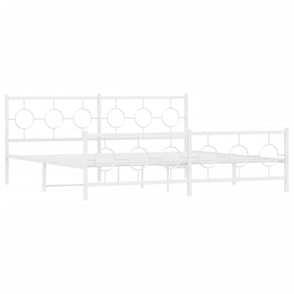 Giroletto con Testiera e Pediera Metallo Bianco 200x200 cm