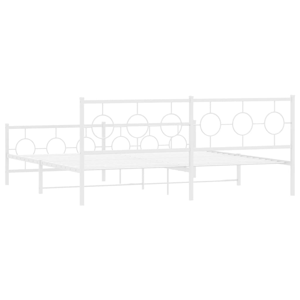 Giroletto con Testiera e Pediera Metallo Bianco 200x200 cm