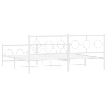 Giroletto con Testiera e Pediera Metallo Bianco 200x200 cm