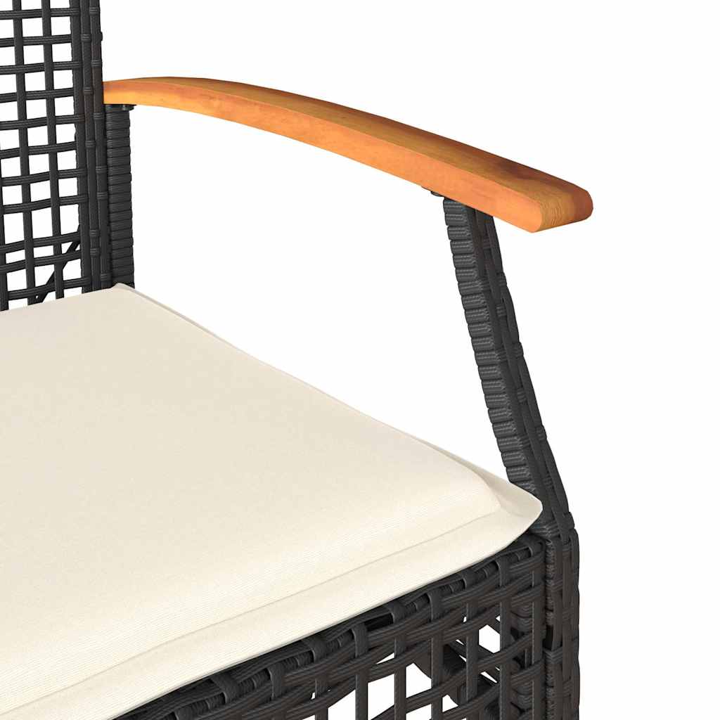 Sedie da Giardino con Cuscini 2 pz Nere in Polyrattan e Acacia | homemem39
