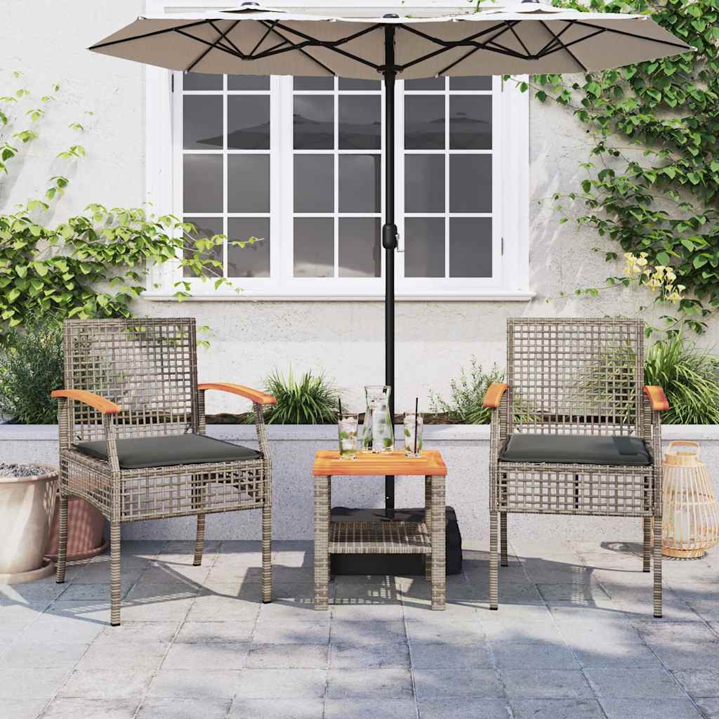 Sedie da Giardino con Cuscini 2pz Grigie in Polyrattan e Acacia | homemem39