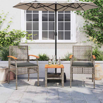 Sedie da Giardino con Cuscini 2pz Grigie in Polyrattan e Acacia | homemem39
