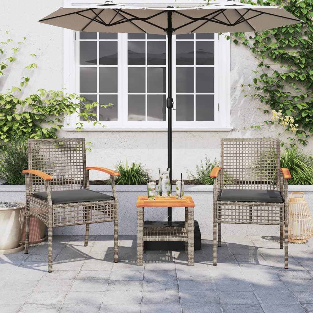 Sedie da Giardino con Cuscini 2pz Grigie in Polyrattan e Acacia - homemem39