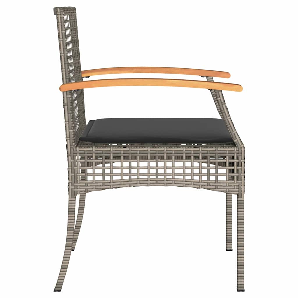Sedie da Giardino con Cuscini 2pz Grigie in Polyrattan e Acacia | homemem39