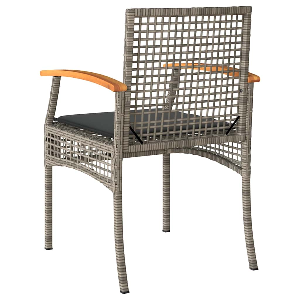 Sedie da Giardino con Cuscini 2pz Grigie in Polyrattan e Acacia | homemem39