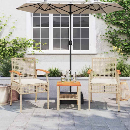 Sedie da Giardino con Cuscini 2 pz Beige in Polyrattan e Acacia | homemem39