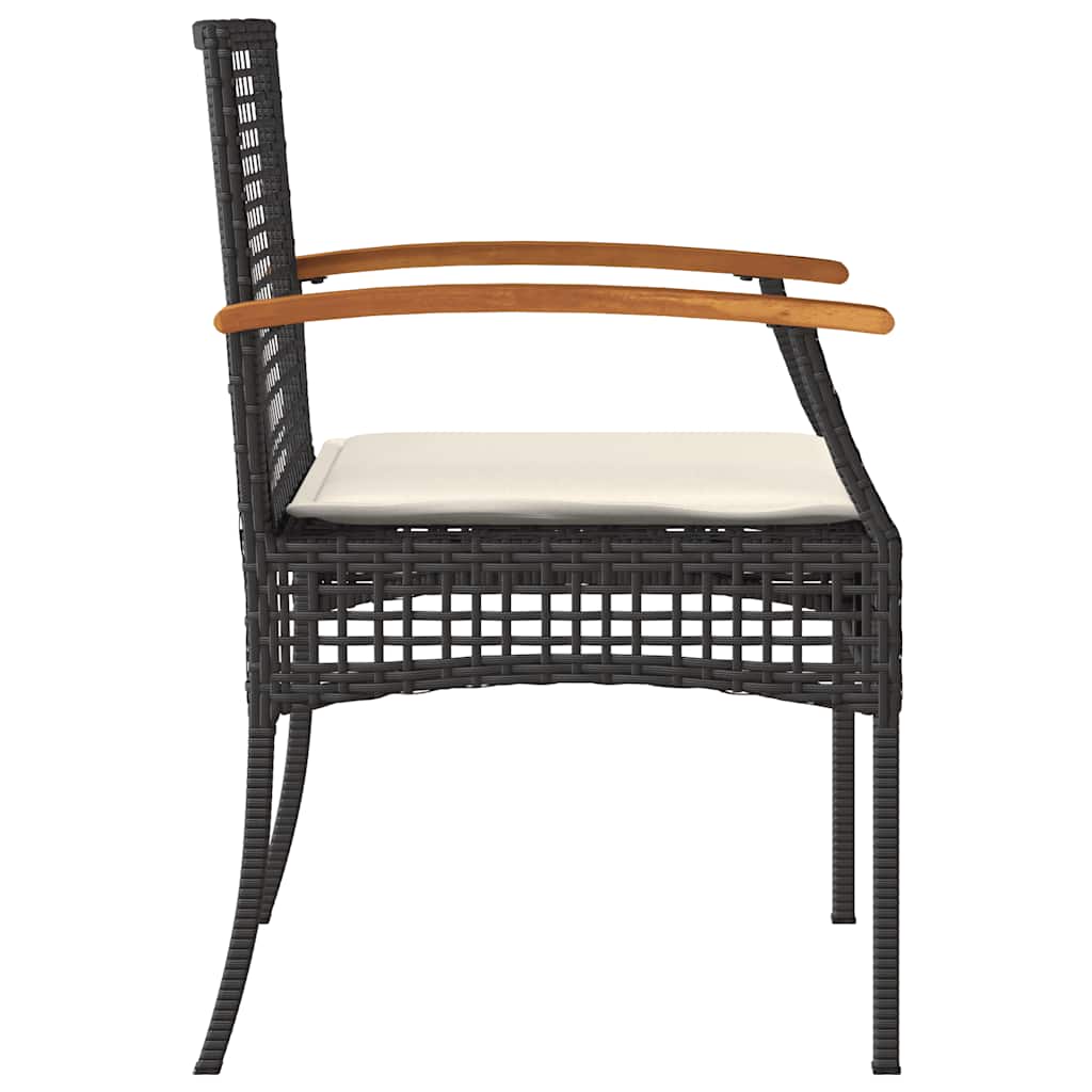 Sedie da Giardino con Cuscini 4 pz Nere in Polyrattan e Acacia | homemem39