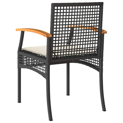 Sedie da Giardino con Cuscini 4 pz Nere in Polyrattan e Acacia | homemem39