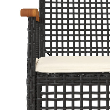 Sedie da Giardino con Cuscini 4 pz Nere in Polyrattan e Acacia - homemem39