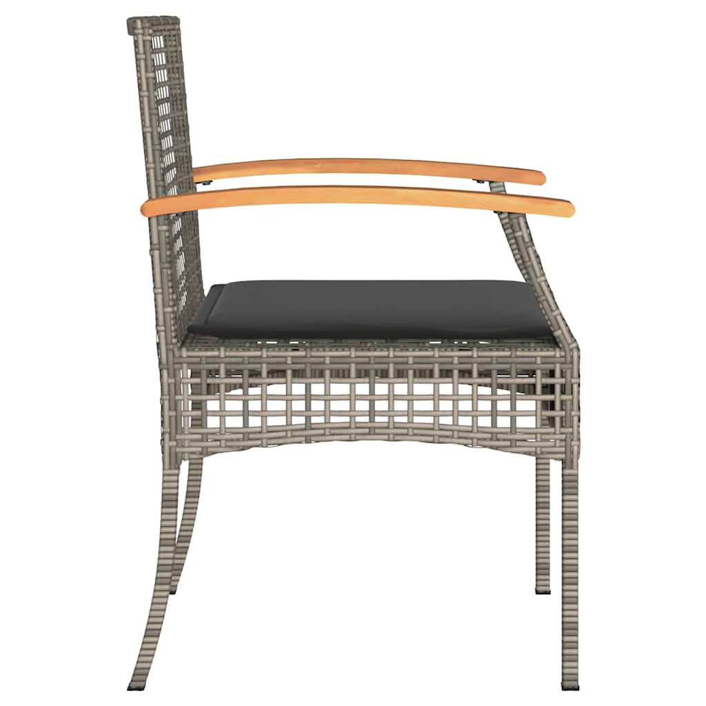 Sedie da Giardino con Cuscini 4pz Grigie in Polyrattan e Acacia | homemem39