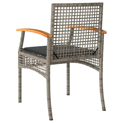 Sedie da Giardino con Cuscini 4pz Grigie in Polyrattan e Acacia | homemem39